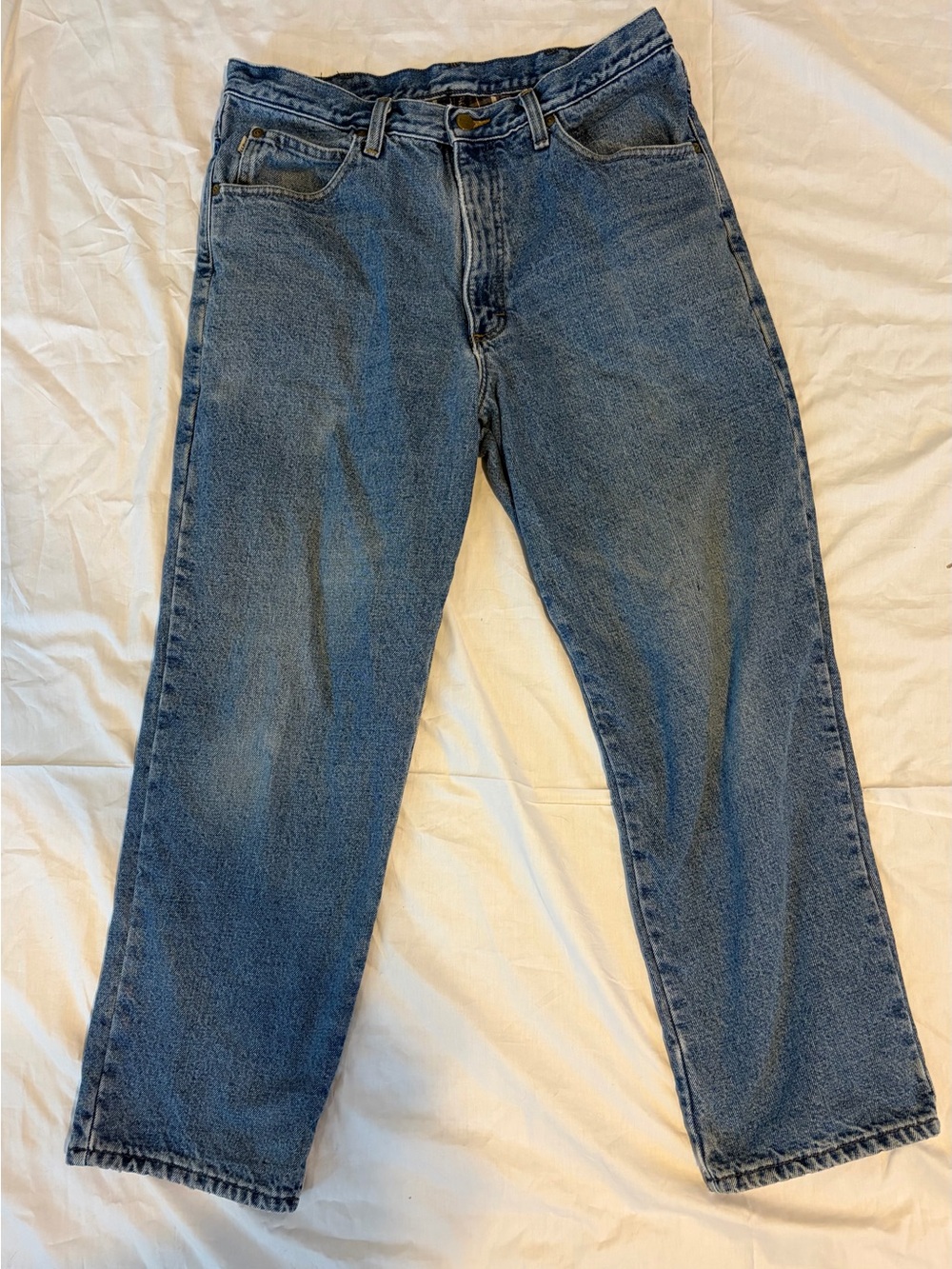 L.L. Bean Double L Flannel-Lined Men's Classic Straight-Leg Blue Denim Jeans